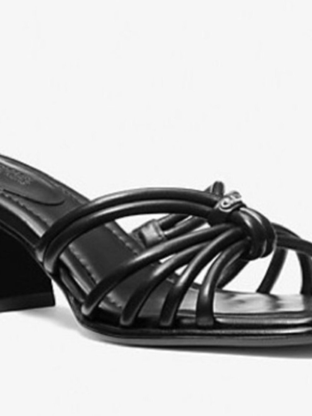 MICHAEL Michael Kors Astra Black Leather Strappy Block Heel Sandals 8M